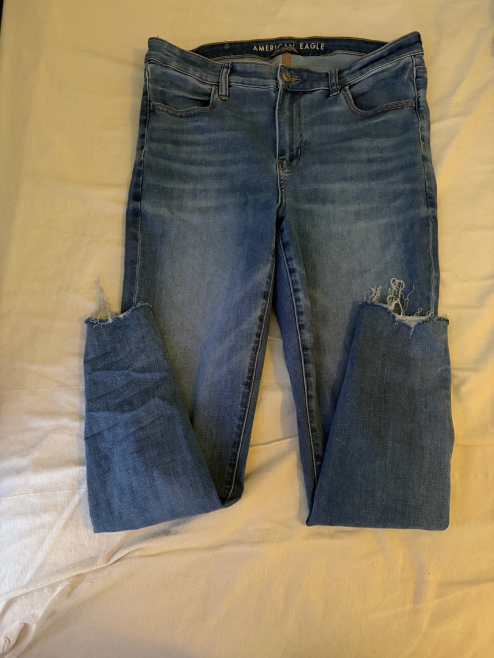American Eagle Outfitters Distressed Skinny Jeans - Light Blue Wash